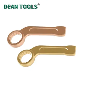 Non-Sparking Bent Striking Box Wrench,12 Point Slogging Ring Wrench,45-Degree Bent Box Wrench thumbnail-1