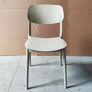 Modern Nordic Design Stackable Gray Plastic Restaurant Cafe Chair thumbnail-1