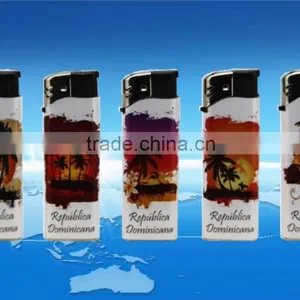 High Quality Disposable or Refillable Electronic Plstic Gas Lighter FH-809 With Wrpped Sticker thumbnail-2