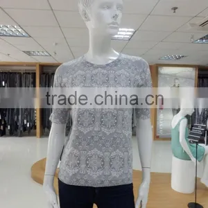 12GG 100% Cotton Allover Digital Print Short Sleeve Sweater Pullover Woman thumbnail-1