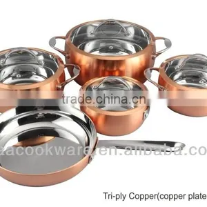 Tri-ply Copper Sauce Pan Casserole Fry Pan thumbnail-1