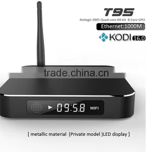 T95 Amlogic S905 4k M8 Android TV Box , Quad Core TV Android Box With Android 5.1 OS, Kodi16.0 Install Free Movies TV Box thumbnail-1