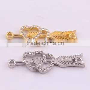 Hotsale Arrow&heart Crystal Rhinestone Connector Charms ! Alloy Silver Connector for Bracelet Wholesales!! thumbnail-1