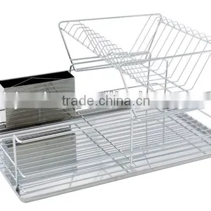 (BJ-DR1063) 2 Tiers Wire Dish Rack With Stainless Iron Trayer thumbnail-1