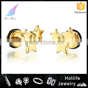 2016 Latest Simple Design Ginger Snap Jewelry Button Star Saudi Gold Jewelry Earring thumbnail-1