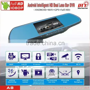 hd Android 4.4 System Intelligent HD Dual Lens Car Recorder Fhd 1080p Car Camera Dvr Video Recorder, GPS Car Navigation Recorder thumbnail-1