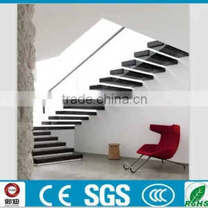 Frameless Glass Solid Wooden Floating Stairs Manufacture--YUDI thumbnail-5