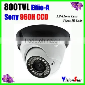 CCD Sensor Camera 1/3" Sony 960H Exview 800tvl Sony Effio-a Varifocal 2.8-12mm Lens Vandalproof Analog Camera Security System thumbnail-1