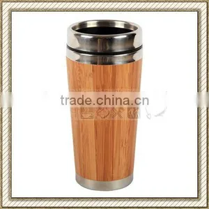 400ml Stainless Steel Wooden Coffee Mug / Bamboo Coffee Mug thumbnail-1