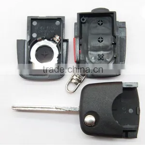 Remote Key Fob for VW 3+1 Button Flip Remote Blank Key Shell With 2032 Battery(round thumbnail-1