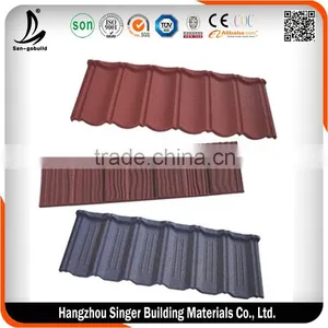 Black Color Classical Modern Stone Coated Metal Roofing Tile With Aluminum Zinc Sheet thumbnail-2