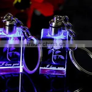 Crystal 3d Laser Led Key Ring for Wedding Gift thumbnail-1