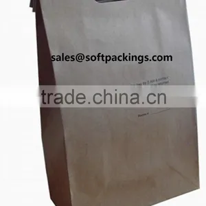 To Go Patched Handle Die Cut Kraft Paper Brown Take Away Fast Food Bag for Restaurant thumbnail-1