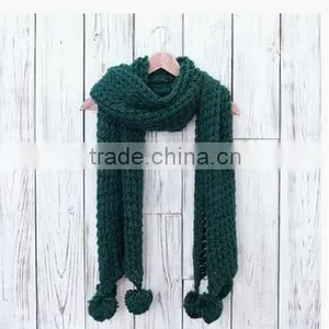 Chunky Winter Scarf With Pom Poms thumbnail-1