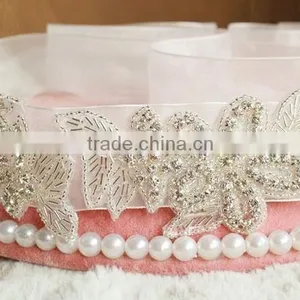 New Design Bridal Handmade Rhinestone Appliques for Sash WA012 for Sale thumbnail-2