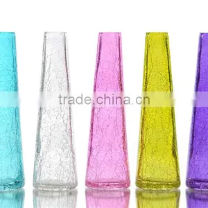 Cone Shape Explosion Grain Transparent Colored Glass Vases thumbnail-1