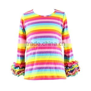 2016 Kaiyo Oem Service Long Sleeve Cotton Ruffle Shirt Baby Girls Top Design Little Girl Model Top 100 thumbnail-1