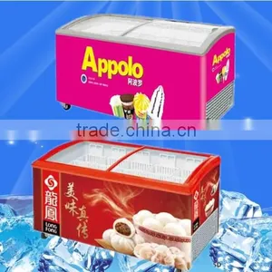 Efficient R290 Compressor Curved / Flat Glass Door Ice Cream Deep Chest Freezer thumbnail-1