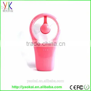 Give Away Gift USB Windmill Mini Fan Hand-held Mini Super Mute USB/Battery Operated Cooling Fan Pink thumbnail-2