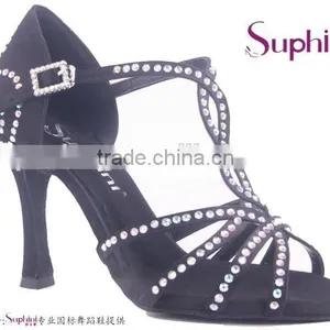 Rhinestone/Crystal Multi Strap High Heel Latin Salsa Dance Shoes by Suphini thumbnail-1