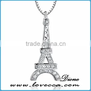Vanlentines Wholesale Silver Pendant Necklace Paris Tower Design Fashion Wholesale Jewelry for Girlfriend thumbnail-1