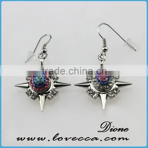 Cheap Wholesale Fashion Women Silver Alloy Setting Crystal Fancy Earrings thumbnail-3