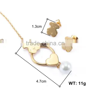Chile Hot Selling High Quality Factory Price 18k Gold Plated Bear Design Charming Jewelry Set thumbnail-2