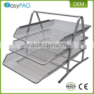 EasyPAG 4 in 1 Mesh Desk Organizer , 1 Document Letter Tray 1 Pencil Holder 1 Stick Note Holder 1 File Stacking Sorter , Sliver thumbnail-3