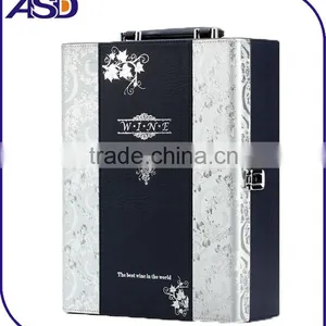 High Quality Cheap PU Leather Screen Print Wine Suitcase Packaging Boxes thumbnail-2