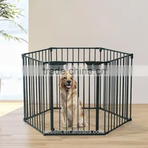Pawhut Black Portable Dog Puppy Cage 6 Panel Pet Playpen thumbnail-1