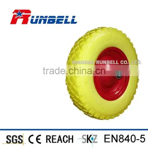 4.00-8 FLAT FREE PU FOAM WHEELS FOR WHEELBARROWS thumbnail-1