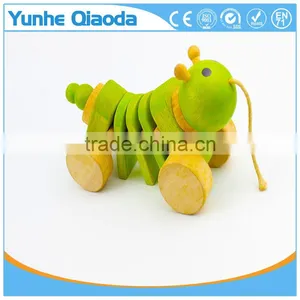 Pull Along Insect Wooden Toy Wiggles as You Pull They Make a Clicking Sound and Make a Fun Baby thumbnail-3