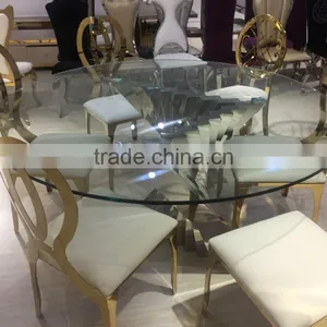 Modern Round Dining Table Stainless Steel Base thumbnail-2