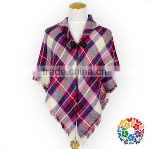 White Red Lattices Shawls Women Grid Scarves & Shawls thumbnail-1
