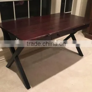 UK Hot-selling Solid Wooden Coffee Table Metal Iron X Shape Leg thumbnail-2