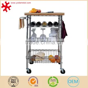 Floor Standing 3-shelves Stainless Steel Kitchen Trolley With Wheels thumbnail-2