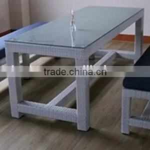 Garden Rattan Long Table With Wicker Bench Rattan Furniture Industry AE5011 thumbnail-1