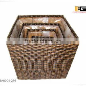 PE/Plastic Rattan Square With Liner Deco Flower Vase thumbnail-1