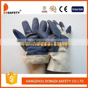 DDSAFETY Winter Leather Gloves Blue Furniture Gloves White Cotton Back Full Lining Driver Winter Glove thumbnail-1