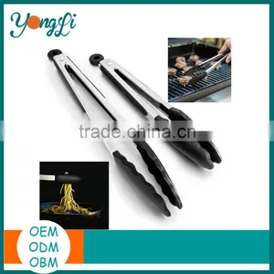 Kitchen Grilling Silicone Tongs Stainless Steel Locking BBQ Tongs thumbnail-1