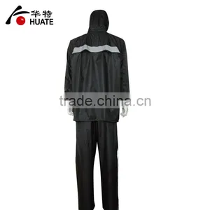 Mens Black Refelective Raincoat,waterproof Polyester Raincoat Manufacturer thumbnail-3