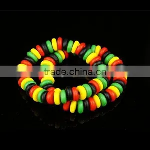 Hiphop Wooden Reggae Rasta Bracelets Necklace Jewelry Coco Wood Bead Bracelet Necklace Jewelry thumbnail-1
