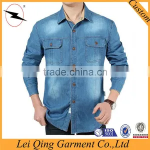 Men Clothing Casual Mens Long Sleeve Denim Shirts Jeans Mens Shirts thumbnail-3