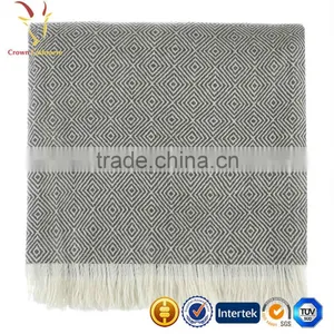 Hot Sale Wool Cashmere Blended Woven Travel Throws Blankets thumbnail-4