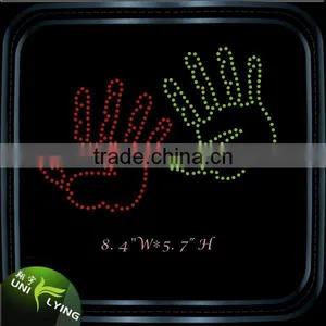 Custom Beatiful Glove Rhinestone Motif Iron On Clothes Transfer Templates Wholesale Designs thumbnail-1