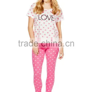 Cute Heart Print Short Sleeves Minion Pajamas Set thumbnail-1