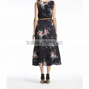 Polyester One-piece Dress Big Pendulum Type & Different Size for Choice & Belt & Mid-calf Printed 86276 thumbnail-6
