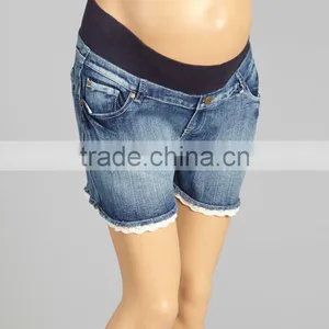 Hot Selling Maternity Shorts With Light Wash Lace-Trim Under-Belly Maternity Shorts Women Clothing WP80817-16 thumbnail-1