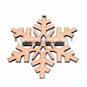Rustic Snowflake Christmas Tree Decorations Laser Cut From Natural Wooden thumbnail-3