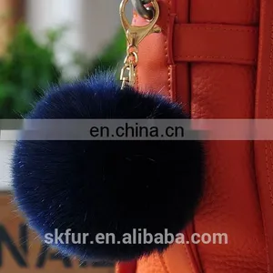 Handmade Colorful Fake Fur Ball Keychain thumbnail-5